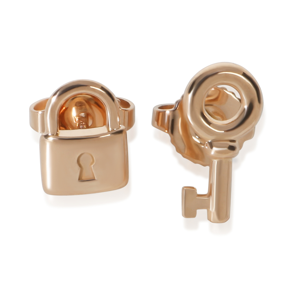 Tiffany & Co. Rose Gold  Mini Lock & Key Stud Earrings